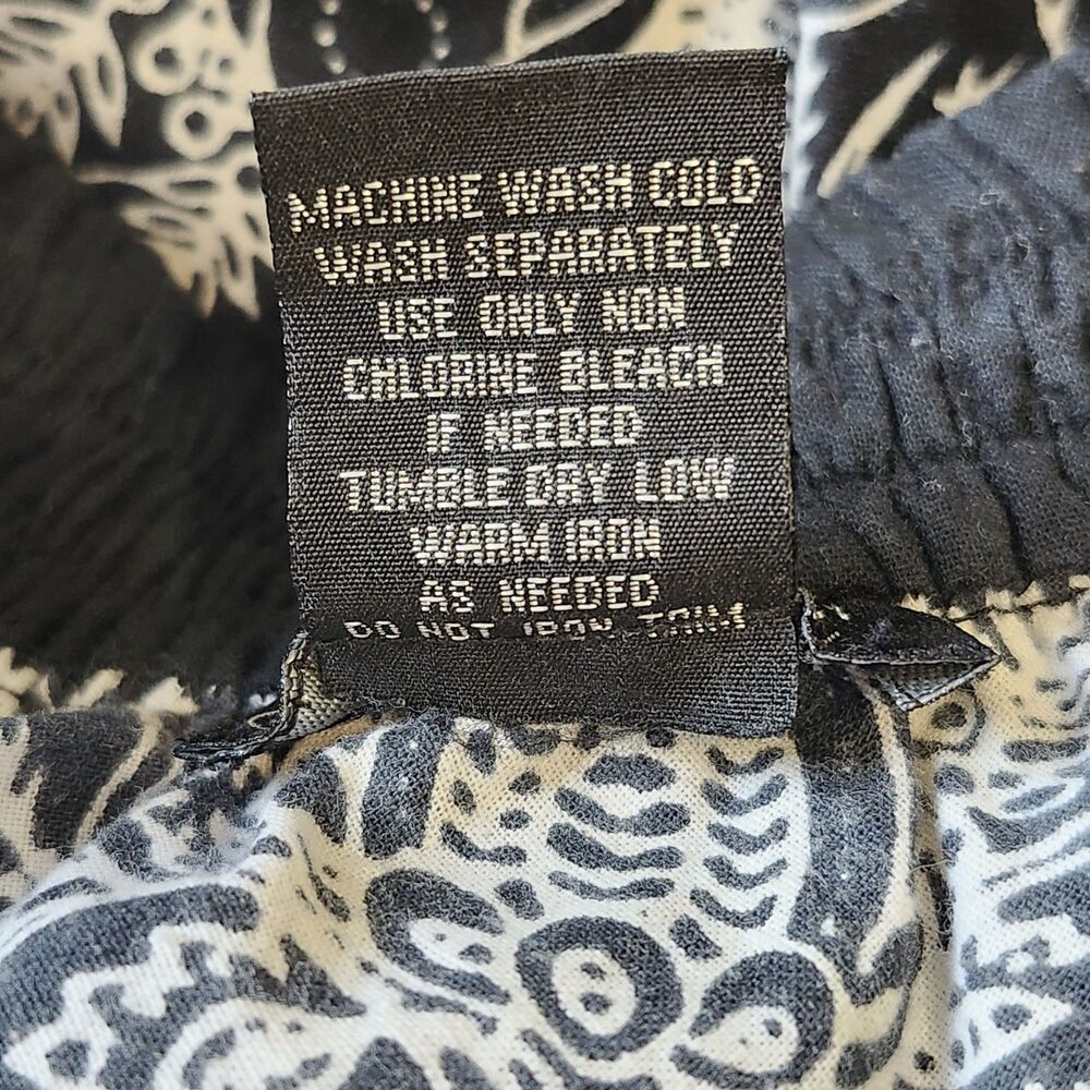 Studio West Boho Folk Bandana Print White Black Cotton Pull On Skirt Sz L - Picture 7 of 10